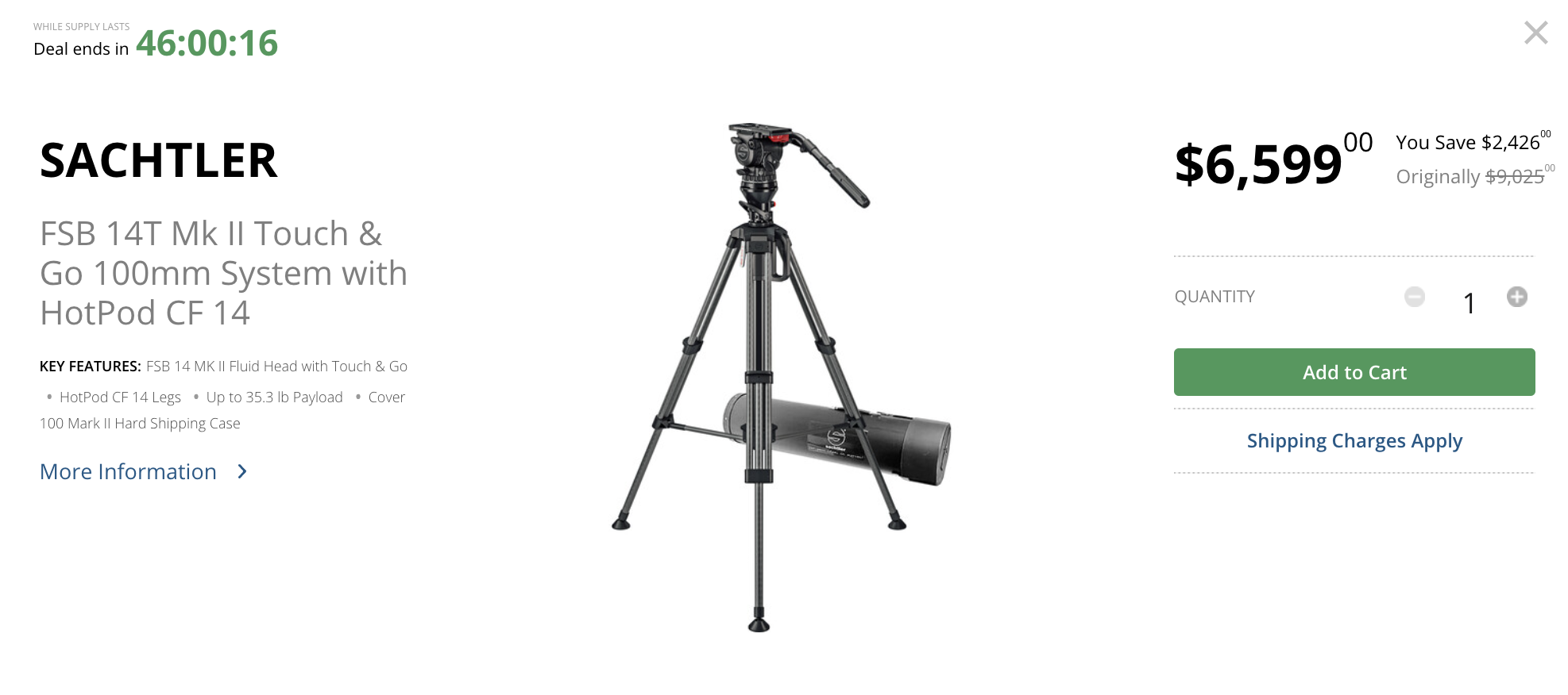 Sachtler FSB 14T Mk II Touch Go 100mm System With HotPod CF 14