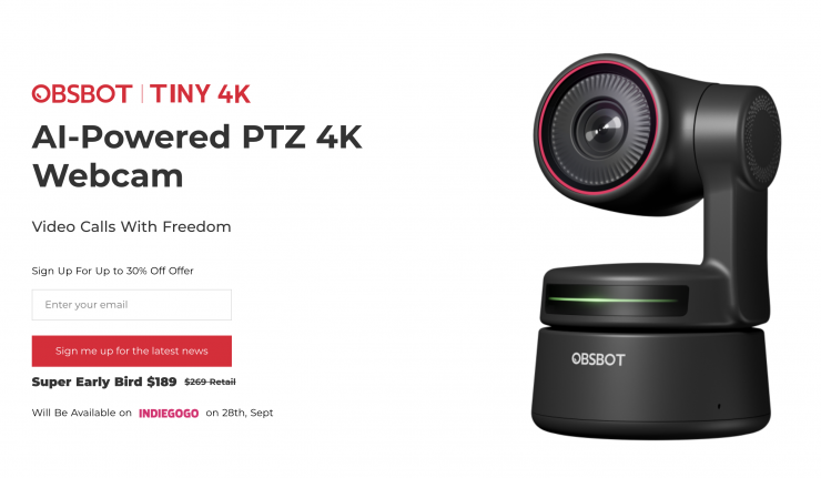 OBSBOT Store - OBSBOT Tiny 4K AI-Powered PTZ 4K Webcam