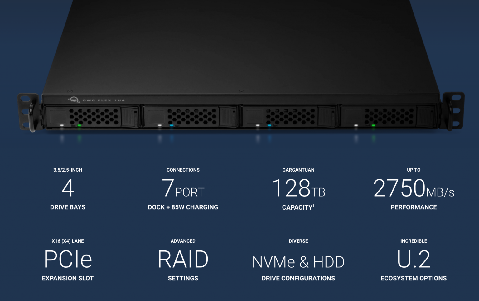 OWC Flex 1U4 4-Bay Thunderbolt Rackmount Storage & Docking Solution ...