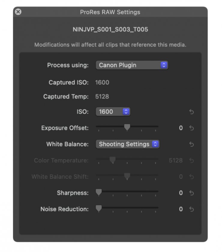 prores raw white balance