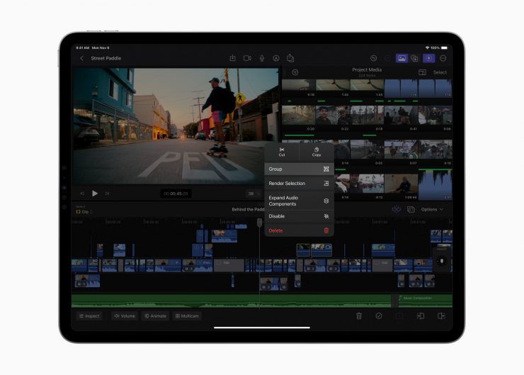 Clips aangesloten op Apple Final Cut Pro